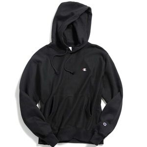 CHAMPION Black Reverse Weave Hoodie Sweatshirt